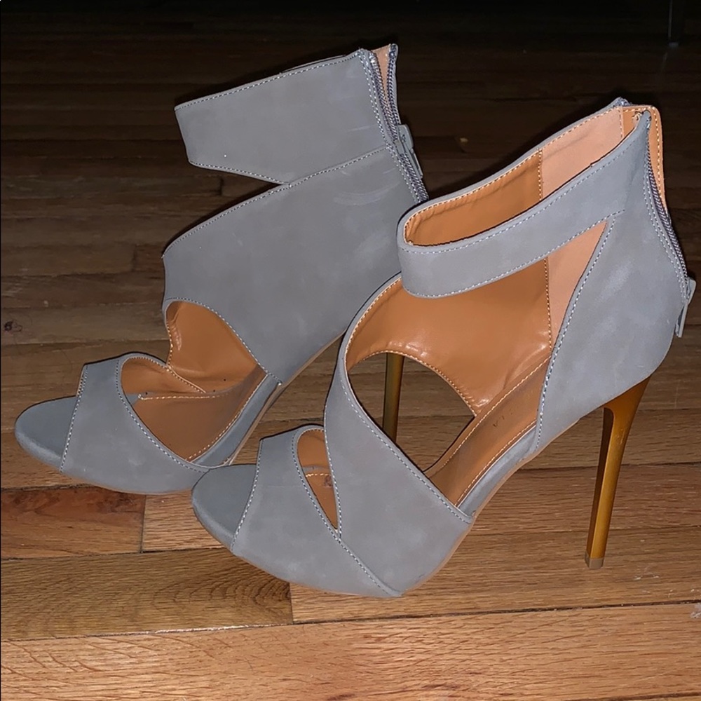 Gray Suede Heels